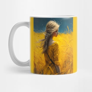 Girl in yellow fields Mug